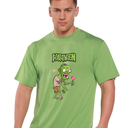 Halloween Green Monster Unisex Bamboo Viscose/Organic Cotton Short Sleeve Graphic T-Shirt