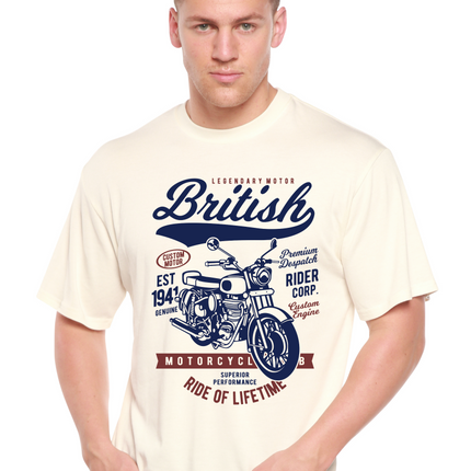 British Motorcycle Men's Bamboo Viscose/Organic Cotton Short Sleeve Graphic T-Shirt