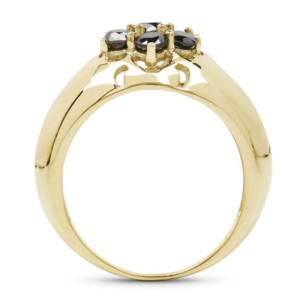 Black Diamond Ring 0.98 Carat in 14K Gold Plated 925 Sterling Silver – Elegant Statement Ring
