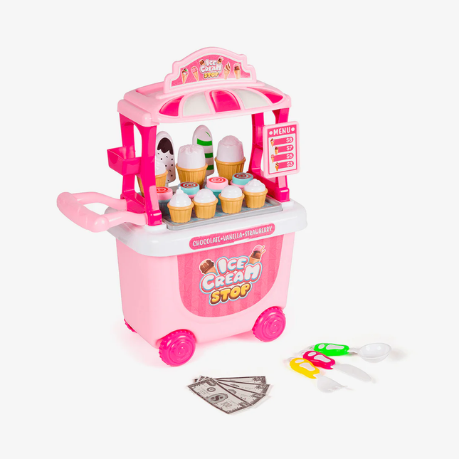 27 Piece Ice Cream Stop Kids Cart Playset