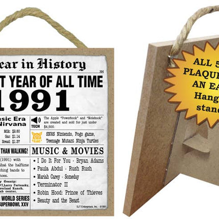 1991 A Year in History Plaques 5" x 5" wood plaque/sign