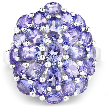 7.08 Carat Genuine Tanzanite .925 Sterling Silver Ring