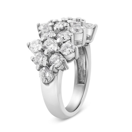 14K White Gold 4.0 Cttw Diamond Multi Row Scatter Band Ring (I-J Color, I1-I2 Clarity) - Size 7