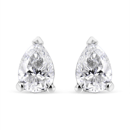 14K White Gold 1/2 Cttw Pear Shape Solitaire Lab Grown Diamond Stud Earrings (F-G Color, VS2-SI1 Clarity)