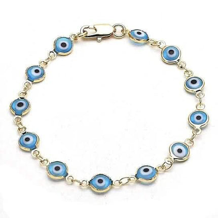 8" Gold Filled Evil Eye Light Blue Bracelet