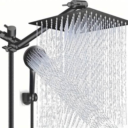 8-Inch High Pressure Showerhead with 11-Inch Adjustable Extension Arm
