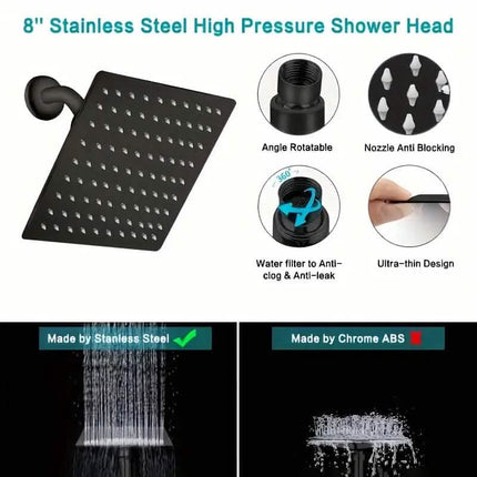 8-Inch High Pressure Showerhead with 11-Inch Adjustable Extension Arm