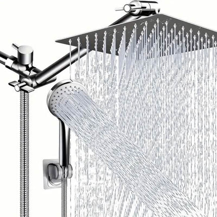 8-Inch High Pressure Showerhead with 11-Inch Adjustable Extension Arm