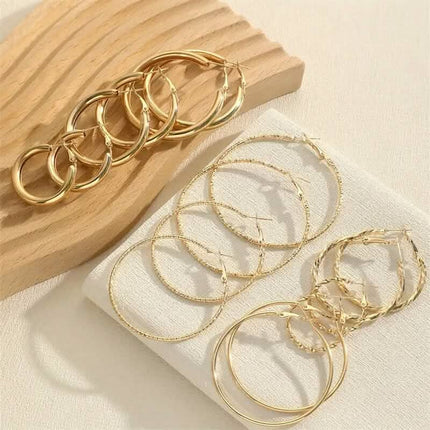8-Pairs: Alloy Hoop Earrings Set