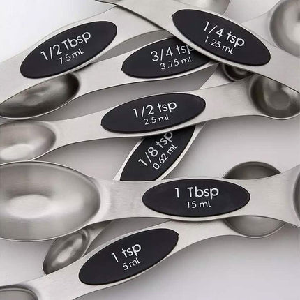 8-Piece: Stainless Steel Magnetic Measuring Spoons Set