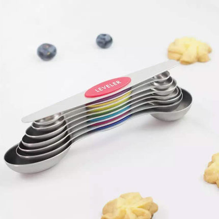 8-Piece: Stainless Steel Magnetic Measuring Spoons Set