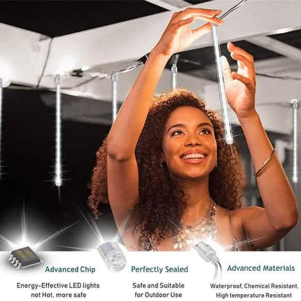 8-Pieces: Waterproof LED Meteor Shower Rain Lights