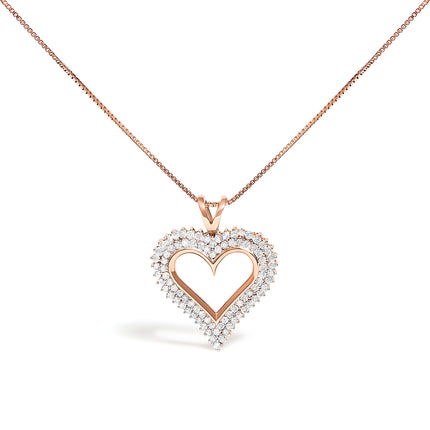 .925 Sterling Silver 1.00 Cttw Diamond Heart 18" Pendant Necklace (I-J Color, I2-I3 Clarity)