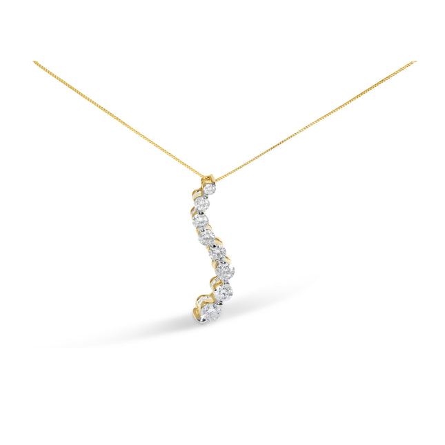 AGS Certified 14k White Gold 3.0 Cttw Baguette and Brilliant Round-Cut Diamond Journey 18" Pendant Necklace (F-G Color, I1-I2 Clarity)