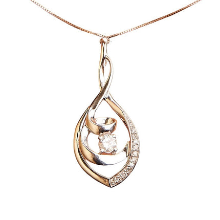 10K White Gold 1/4 Cttw Brilliant-Cut Round Diamond Spiral Link 18" Pendant Necklace (I-J Color, I2-I3 Clarity)