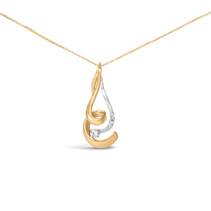 Espira 10K Two-Tone Gold 1/10 cttw Round Cut Diamond Swirl Pendant Necklace (I-J, I2-I3)