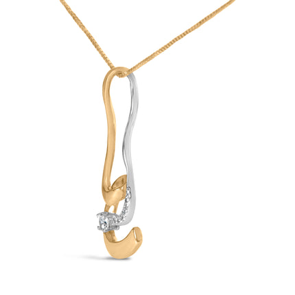Espira 10K Two-Tone Gold 1/10 cttw Round Cut Diamond Swirl Pendant Necklace (I-J, I2-I3)