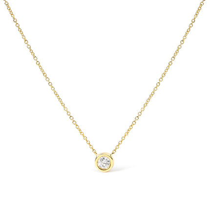 2 Micron 14K Rose Gold Plated Sterling Silver Bezel-Set Diamond Solitaire Pendant Necklace (1/3 cttw, H-I Color, I1-I2 Clarity)