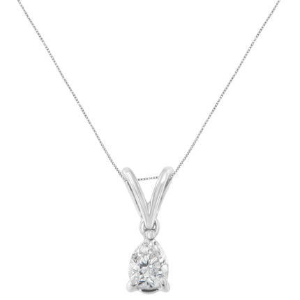 10K White Gold 1/5 cttw Diamond Pear Pendant Necklace (H-I, SI1-SI2)