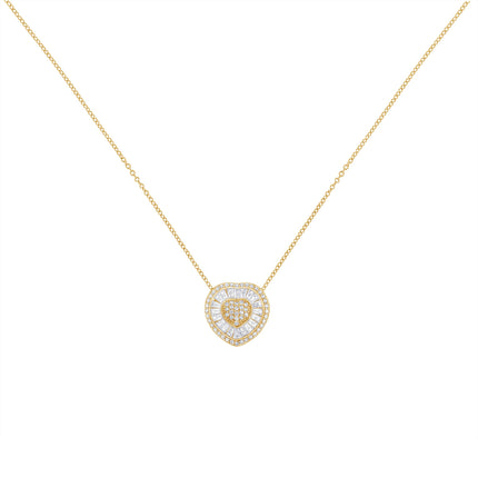 10KT Yellow Gold Diamond Heart Pendant Necklace (1/2 cttw, H-I Color, I1-I2 Clarity)