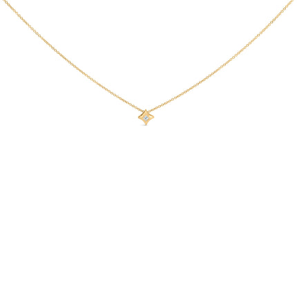 10K White Gold 1/10 Cttw Bezel Set Solitaire Princess Cut Diamond Kite Shaped Pendent Necklace - 18" Inches