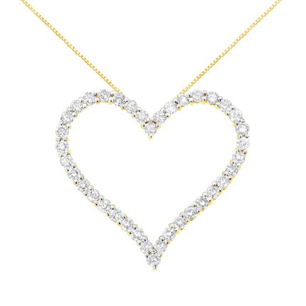 10k Yellow Gold Plated .925 Sterling Silver 3.0 cttw Round-Cut Diamond Open Heart Pendant Necklace (J-K Color, I1-I2 Clarity) - 18"
