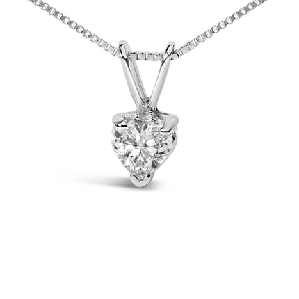 14K White Gold 1/5 Cttw 3-Prong Set Heart Shaped Solitaire Lab Grown Diamond 18" Pendant Necklace (F-G Color, VS2-SI1 Clarity)