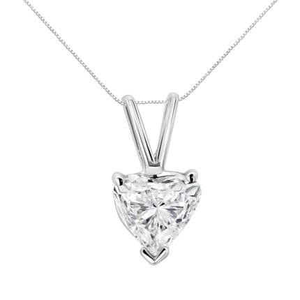 14K White Gold 1/5 Cttw 3-Prong Set Heart Shaped Solitaire Lab Grown Diamond 18" Pendant Necklace (F-G Color, VS2-SI1 Clarity)