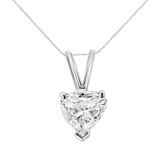 14K White Gold 1/5 Cttw 3-Prong Set Heart Shaped Solitaire Lab Grown Diamond 18" Pendant Necklace (F-G Color, VS2-SI1 Clarity)