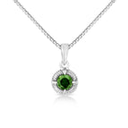 White.Sterling Silver / 0.33 / Green Diamond