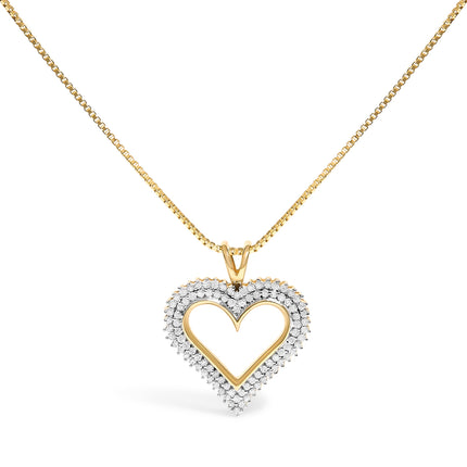 .925 Sterling Silver 1.00 Cttw Diamond Heart 18" Pendant Necklace (I-J Color, I2-I3 Clarity)