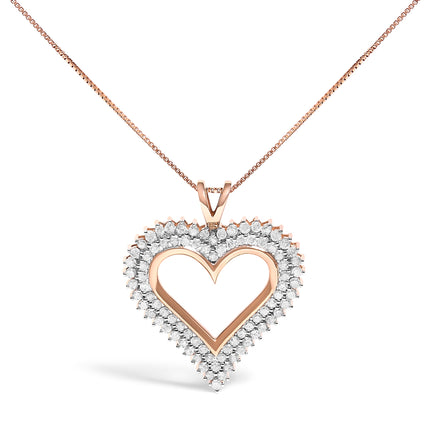 .925 Sterling Silver 1.00 Cttw Diamond Heart 18" Pendant Necklace (I-J Color, I2-I3 Clarity)