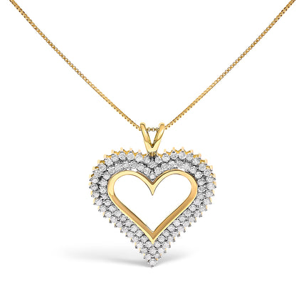 .925 Sterling Silver 1.00 Cttw Diamond Heart 18" Pendant Necklace (I-J Color, I2-I3 Clarity)