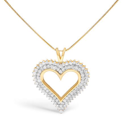 .925 Sterling Silver 1.00 Cttw Diamond Heart 18" Pendant Necklace (I-J Color, I2-I3 Clarity)