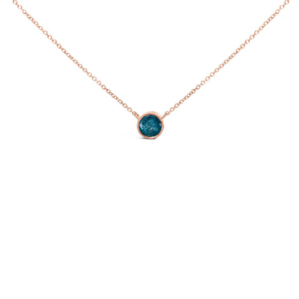 14K Rose Gold 2.0 Cttw Bezel Set Blue Diamond Solitaire Pendant Necklace  - 18" Inches