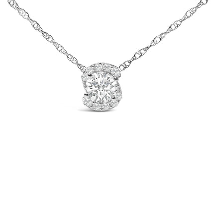 .925 Sterling Silver 1.0 Cttw Lab Grown Round-Cut Diamond Pendant Necklace 18"