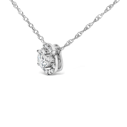 .925 Sterling Silver 1.0 Cttw Lab Grown Round-Cut Diamond Pendant Necklace 18"
