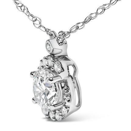 Sterling Silver 1.00 Cttw Lab Grown Diamond Oval Halo Pendant Bezel Station Necklace