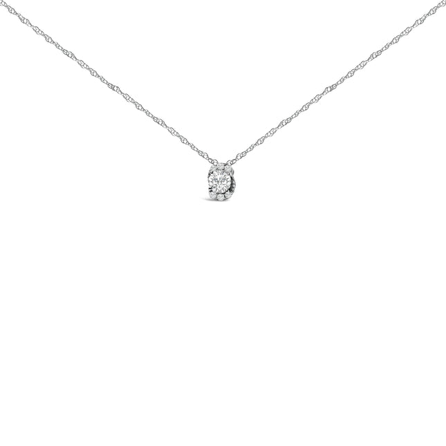 Sterling Silver 1/2 Cttw Lab Grown Diamond Oval Halo Pendant Necklace