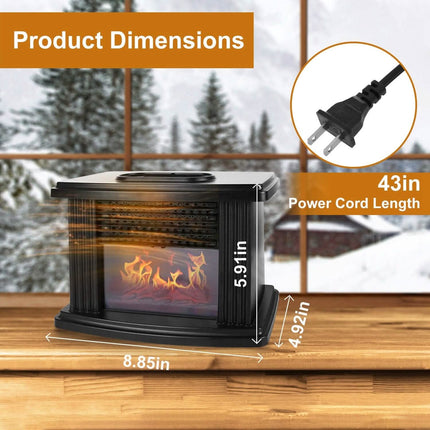 800W Artificial Flame Stove Electric Fireplace Heater