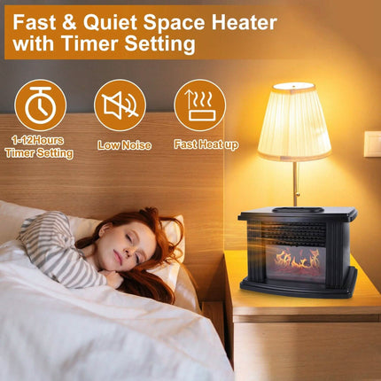 800W Artificial Flame Stove Electric Fireplace Heater