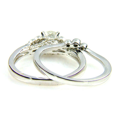 .90ct Antique Style Engagement Ring Set 14KT White Gold