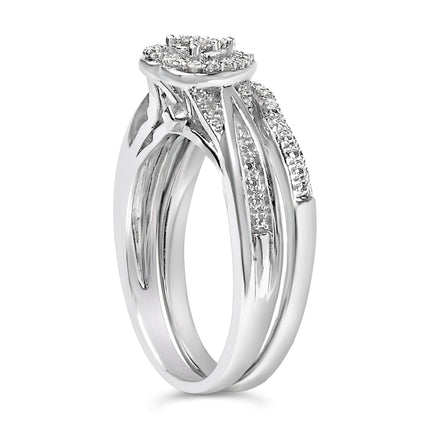 Sterling Silver 1/5 Cttw Diamond Heart Motif Bridal Set