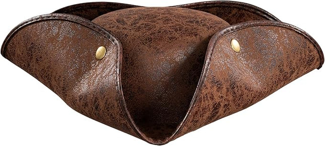 Pirate Tricorn Hat Faux Leather – Colonial Renaissance Costume Cosplay Hat