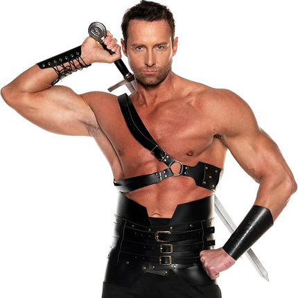 Celtic Sword Back Sling Faux Leather Holster Viking Knight Medieval Costume Accessory