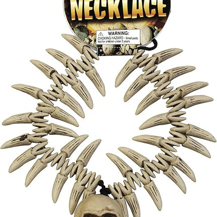 Stone Age Teeth And Skull Necklace Caveman Accessory