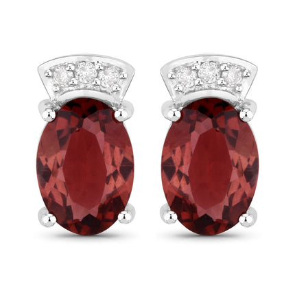 1.35 Carat Genuine Pink Tourmaline and White Diamond 14K White Gold Earrings
