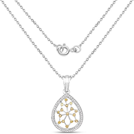 0.45 Carat Genuine White Diamond and Yellow Diamond .925 Sterling Silver Pendant