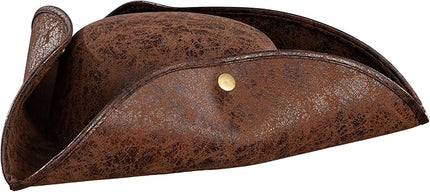 Pirate Tricorn Hat Faux Leather – Colonial Renaissance Costume Cosplay Hat