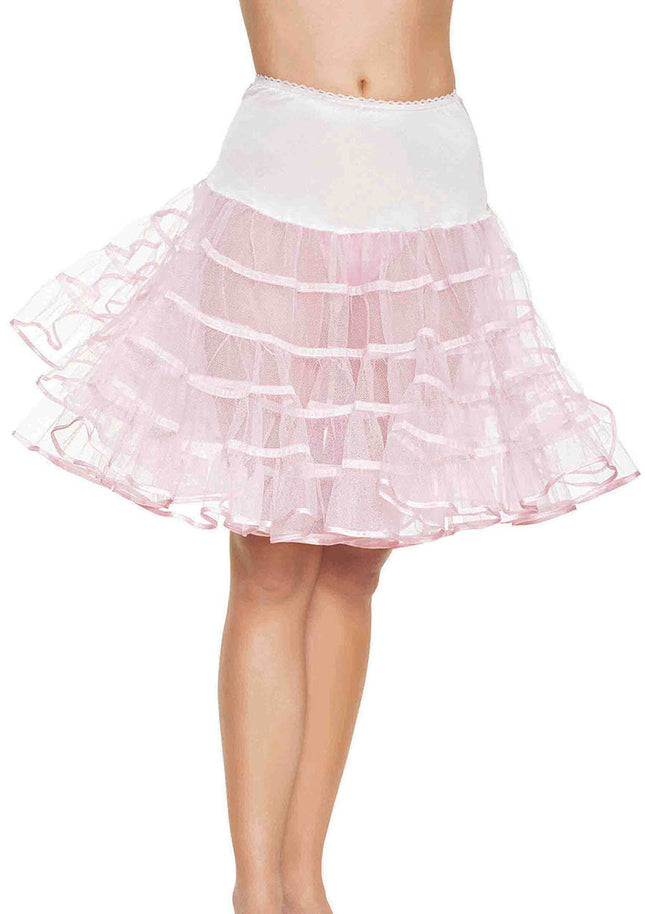 Knee Length Petticoat Skirt - Pink - O/S